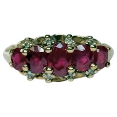 Vintage Ruby 9 Carat Gold Five-Stone Ring