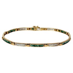 Vintage Diamond and Emerald 18 Carat Gold Bracelet