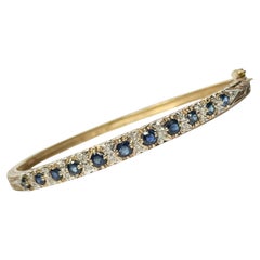 Vintage Sapphire and Diamond 9 Carat Gold Bangle