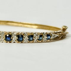 Vintage Sapphire and Diamond 9 Carat Gold Bangle