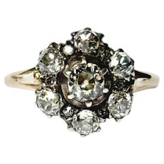 Victorian Old Mine Cut Diamond and 18 Carat Gold Cluster Ring