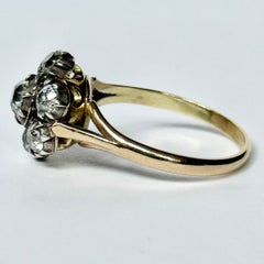 Victorian Old Mine Cut Diamond and 18 Carat Gold Cluster Ring