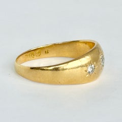 Vintage Diamond 18 Carat Gold Three Stone Star Setting Ring