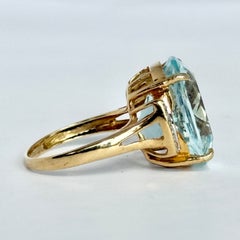 Vintage Aquamarine and Diamond 18 Carat Gold Solitaire Ring