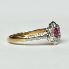 Art Deco Ruby and Diamond 18 Carat Gold Daisy Cluster Ring