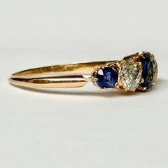 Art Deco Sapphire and Diamond 18 Carat Gold Five-Stone Ring