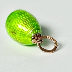 Russian Enamel and 14 Carat Rose Gold Green Egg Pendant