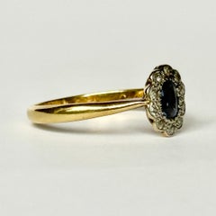 Art Deco Sapphire and Diamond 18 Carat Gold Cluster Ring