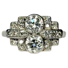 Art Deco Diamond 18 Carat Gold and Platinum Panel Ring