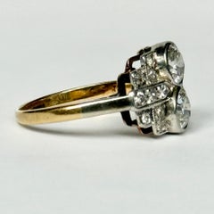 Art Deco Diamond 18 Carat Gold and Platinum Panel Ring