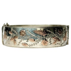 Bracelet décoratif vintage en argent et or rose