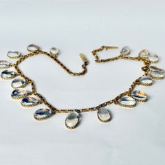 Vintage Moonstone and 18 Carat Gold Fringe Necklace