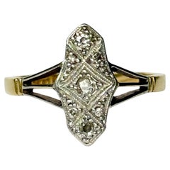 Art Deco Diamond Platinum and 18 Carat Gold Panel Ring