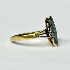Art Deco Diamond Platinum and 18 Carat Gold Panel Ring