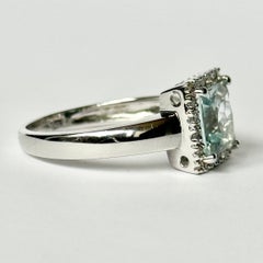 Modern Aquamarine and Diamond 14 Carat White Gold Solitaire Ring