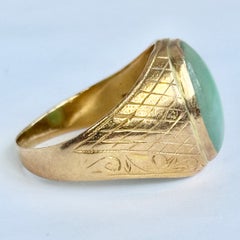 Vintage Jadeite and 18 Carat Gold Signet Ring