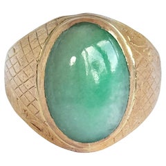 Vintage Jadeite and 18 Carat Gold Signet Ring