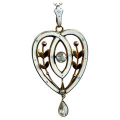 Victorian Blue Enamel, Aquamarine and Pearl 9 Carat Gold Locket Pendant Necklace