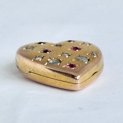 Art Deco Diamond and Ruby 9 Carat Gold Locket Pendant