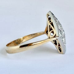 Art Deco Sapphire and Diamond 18 Carat Gold Panel Ring