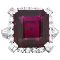 1950's Bailey Banks & Biddle 13.37 Rubellite Tourmaline Diamond Platinum Ring