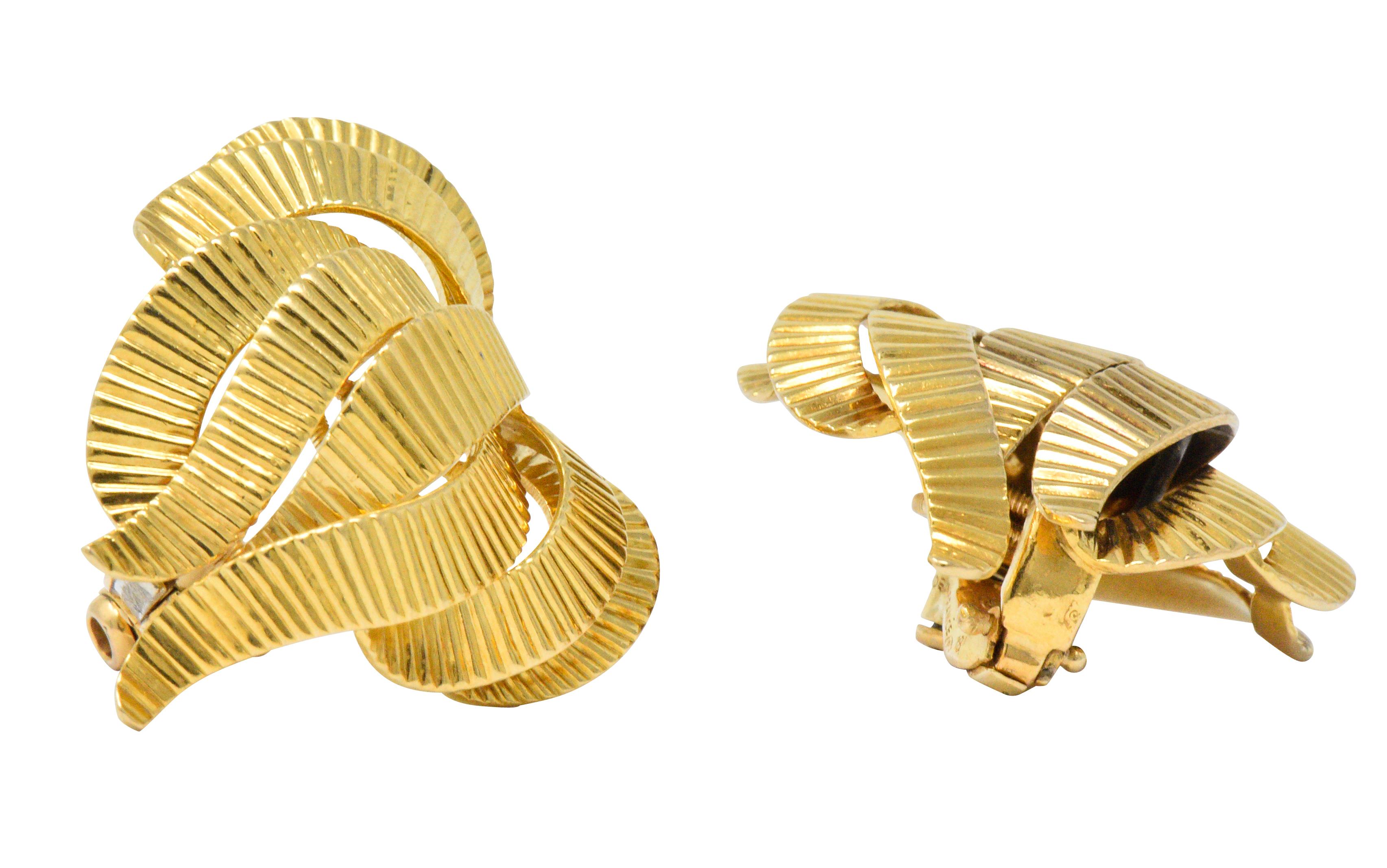 Women's or Men's Cartier France Retro 18 Karat Gold Ear-Clips Earrings