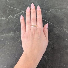 French Diamond 18 Karat Rose White Yellow Gold Vintage Rolling Band Unisex Ring