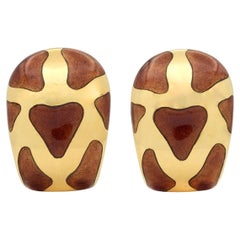 Orecchini "Animalier" contemporanei con giraffa in smalto e oro 18 carati di Roberto Coin 2000