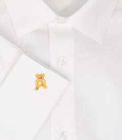 1960's Diamond Ruby 18 Karat Yellow Gold Vintage Teddy Bear Cufflinks