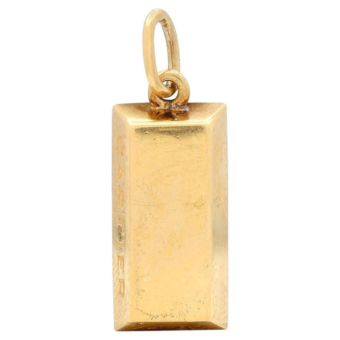Cartier 1970's 18 Karat Yellow Gold Vintage 1/4 Oz. Gold Bar Ingot Pendant