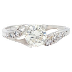 Mid-Century 1.08 CTW Diamond Platinum Vintage Bypass Engagement Ring