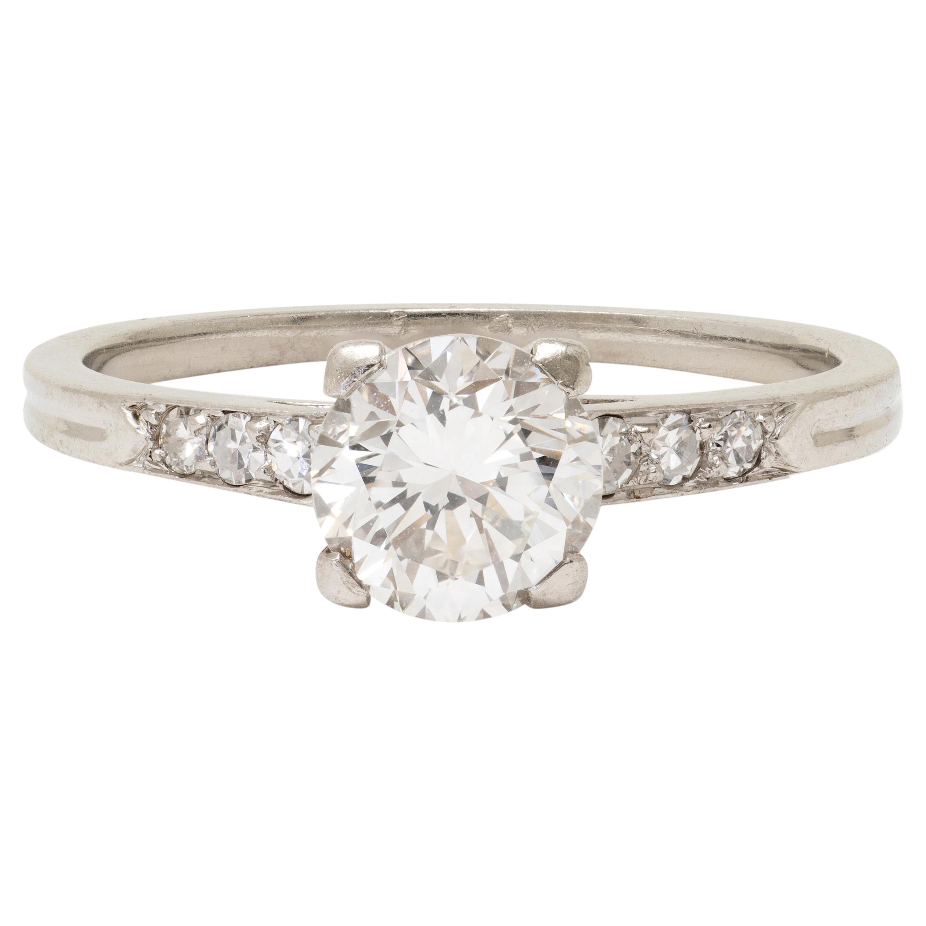 Tiffany & Co. Mid-Century 1.00 CTW Diamond Platinum Vintage Engagement Ring