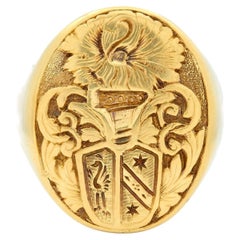 Allsopp Victorian 18 Karat Yellow Gold Antique Heraldic Crest Unisex Signet Ring