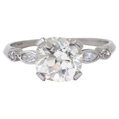 Mid-Century 2.15 CTW Old Mine Diamond Platinum Vintage Engagement Ring GIA