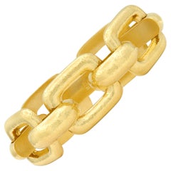 Elizabeth Locke 1980's 19K Gold Vintage Hammered Livorno Square Link Bracelet