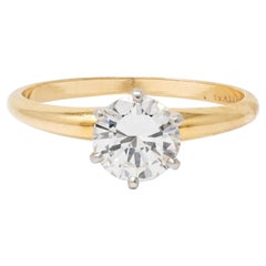 1980's 1.00 CTW Diamond 14K Gold Platinum Vintage Solitaire Engagement Ring