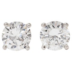 2000's 2.66 CTW Round Diamond Platinum Contemporary Martini Stud Earrings GIA