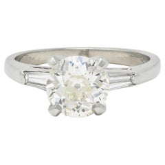 Mid-Century 1.50 CTW Old European Diamond Platinum Vintage Engagement Ring GIA