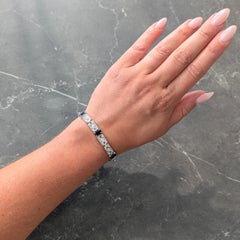 Art Deco Diamond Sapphire Platinum Vintage Geometric Line Bracelet