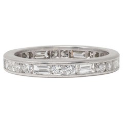 1950's 1.44 CTW Diamond Platinum Vintage Dash & Dot Eternity Wedding Band Ring