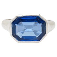Tiffany & Co. Art Deco No Heat Burma Sapphire Platinum Unisex Vintage Ring AGL