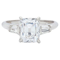 Mid-Century 2.20 CTW Old Mine Cut Diamond Platinum Vintage Engagement Ring GIA