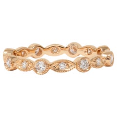 Hana 2010's Diamond 18 Karat Rose Gold Contemporary Eternity Wedding Band Ring