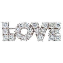 Tiffany & Co. 1970's 2.16 CTW Diamond Platinum Vintage Love Brooch