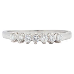 Mid-Century 0.35 CTW Diamond Platinum Vintage Wedding Band Ring