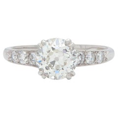 Mid-Century 1.40 CTW Old European Cut Diamond Platinum Vintage Engagement Ring