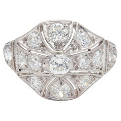 Art-Déco-Dinnerring im Vintage-Stil von Lambert Brothers, Platin, mit gewölbter Form und Diamanten mit einem Gesamtgewicht von 1,58 Karat