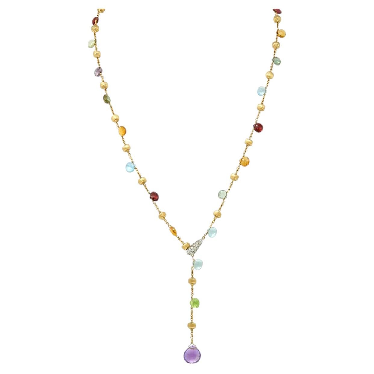 Marco Bicego 2000's Diamond Multi-Gem 18K Gold Contemporary Paradise Necklace For Sale