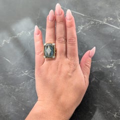 Jude Frances 2010's Labradorite Diamond 18 Karat Two-Tone Gold Cocktail Ring