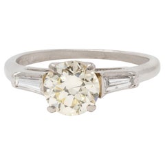 Mid-Century 1.50 CTW Transitional Cut Diamond Platinum Vintage Engagement Ring